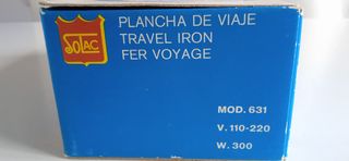 Plancha de viaje, marca Solac mod. 631, años 1960.