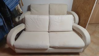 Divano 2 posti con copertura in cotone bianco