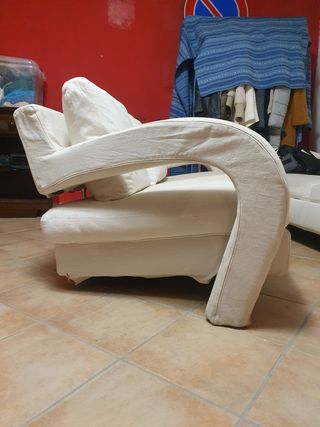 Divano 2 posti con copertura in cotone bianco