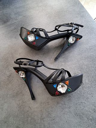 scarpe donna tacco 12 in  pelle nera