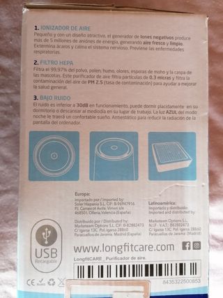 Purificador de aire, polvo, alérgenos y olores.