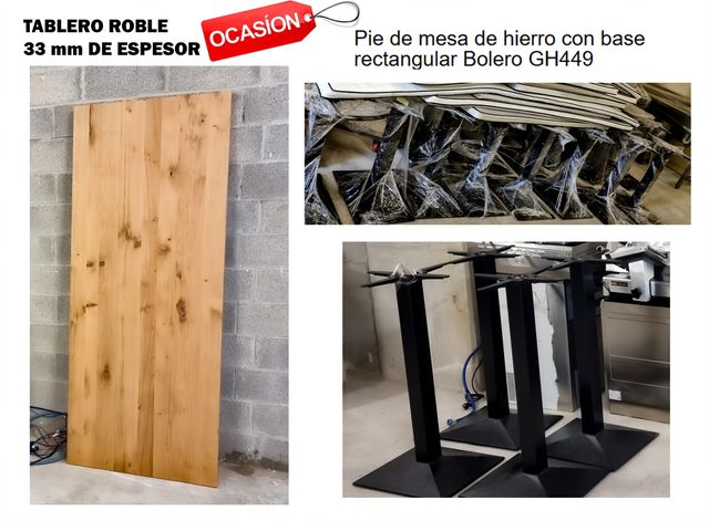 ✅👍 MESA ROBLE 33m/m + 2 PIES BOLERO GH449 70cm At