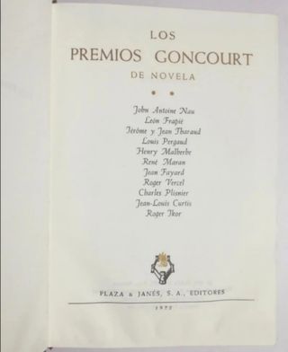 Premios goncourt de novelas - Los 2x5€