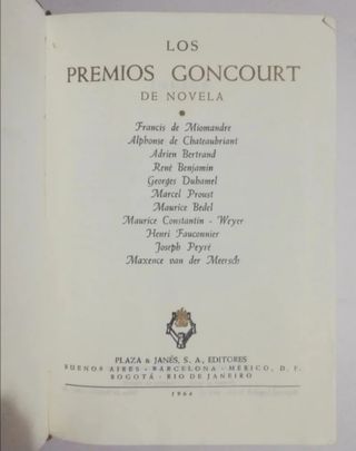 Premios goncourt de novelas - Los 2x5€