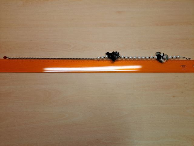 Collana originale con perle, cuori, fiocchi, caten