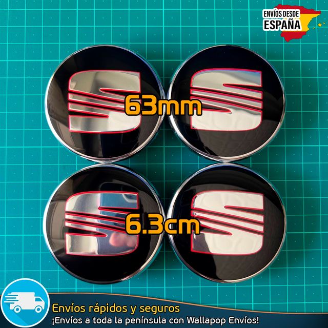 X4 Tapacubos Sea 63mm Emblemas Ibiza Leon Cupra