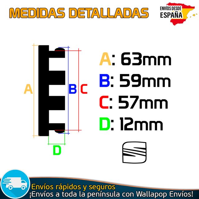 X4 Tapacubos Sea 63mm Emblemas Ibiza Leon Cupra