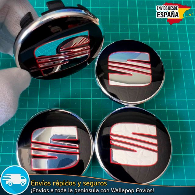X4 Tapacubos Sea 63mm Emblemas Ibiza Leon Cupra