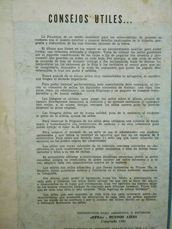 ALBUN DE SELLOS IMPERIAL JUNIORS AÑO 1961