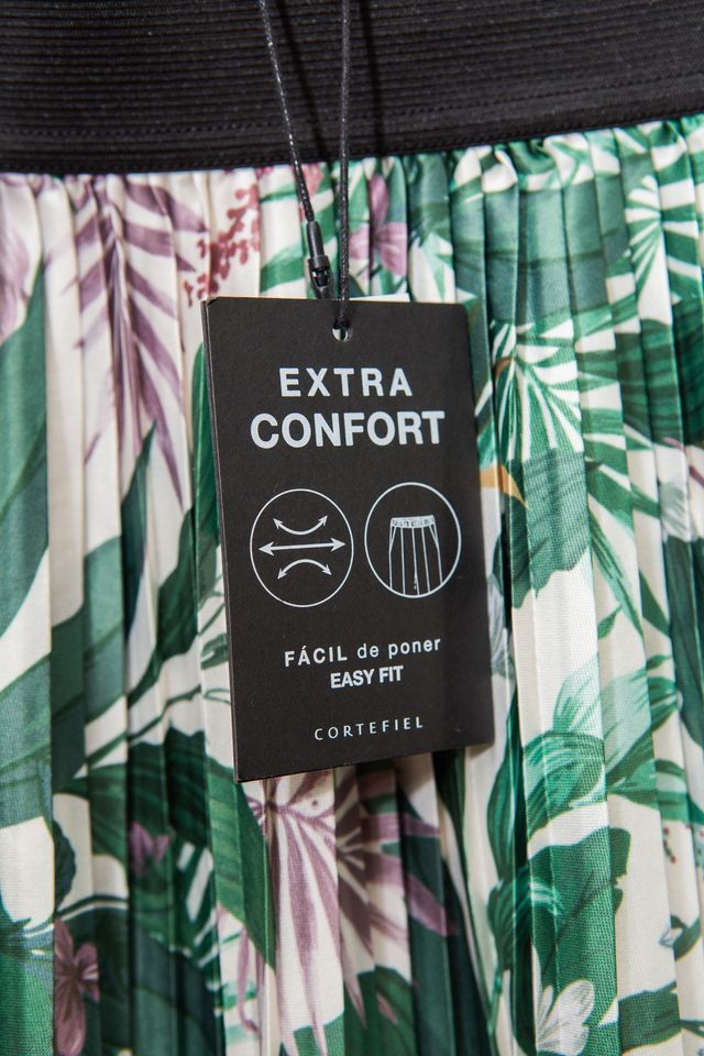 Falda midi con estampado tropical de Cortefiel