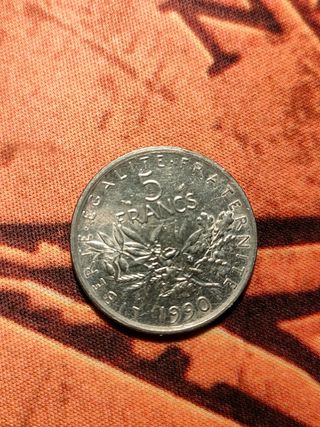 Moneta 5 franchi 1990