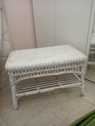 Mesa mimbre blanca