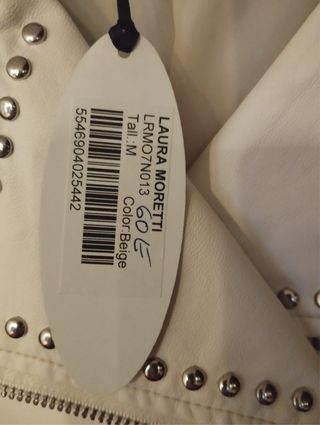 Cazadora biker polipiel blanco roto