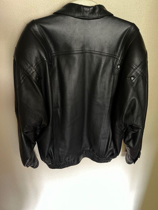 Cazadora cuero autentico, vintage Unisex