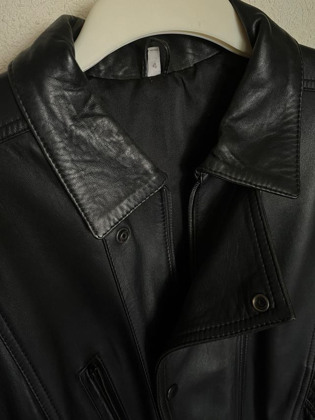 Cazadora cuero autentico, vintage Unisex