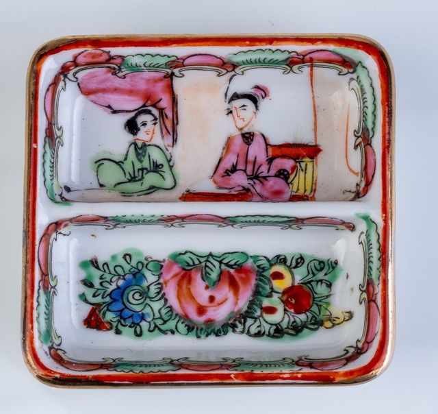 Bandeja de porcelana oriental de Macao