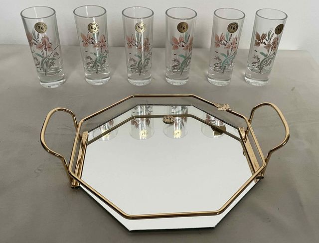 Set bicchierini liquore + vassoio vintage