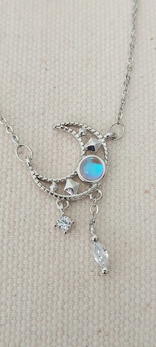 Collar plata Luna romántica dulce