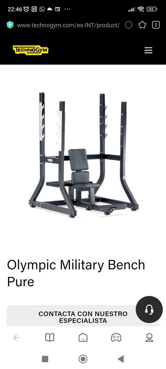 Banco press hombro technogym