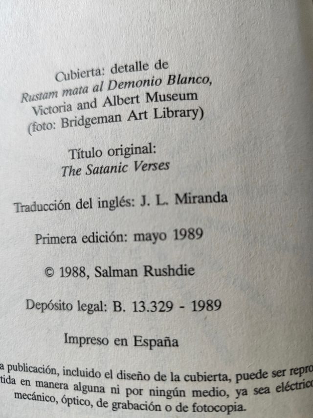 Los versos satánicos: 1ªedición