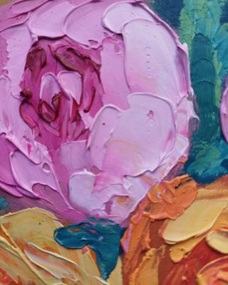 Flores Oleo Sobre Cartón Pintura Original Arte