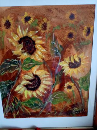 Quadro acquerello girasoli
