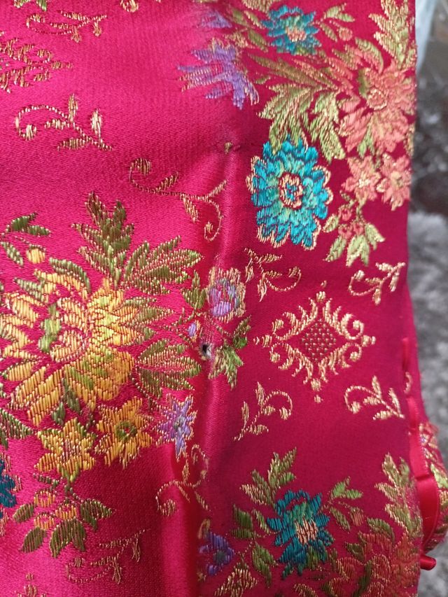 FALDA fallera niña rojo intenso y retal