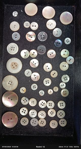 LOTE DE 57 BOTONES ANTIGUOS DE NACAR NAT