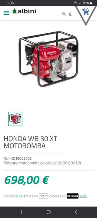 Motobomba gasolina Honda