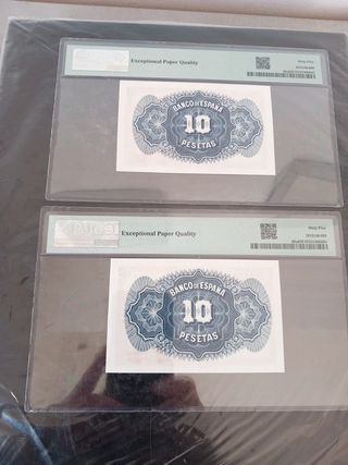 Pareja de billetes de 10 pesetas de 1935