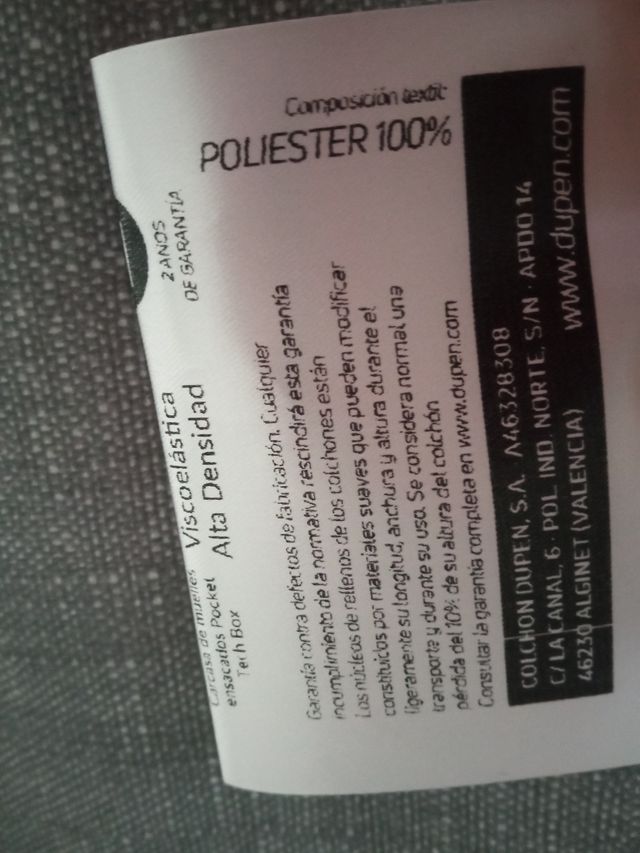 Colchón matrimonio supra 1,90cm x 1,50cm