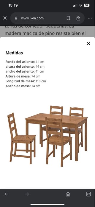 mesa, pino, 120x75 cm (IKEA JOKKMOKK)