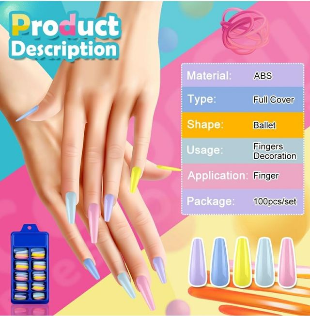 Uñas postizas largas colores