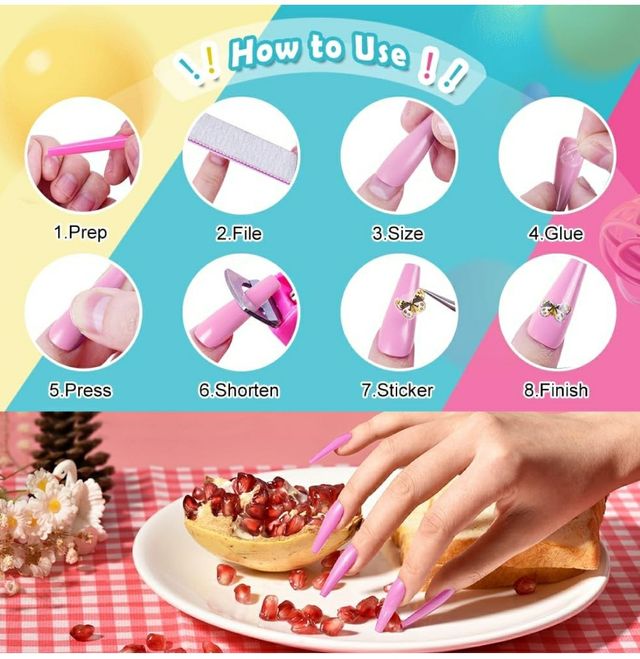 Uñas postizas largas colores