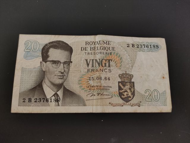 Lote billete 20 francos belgica 1964