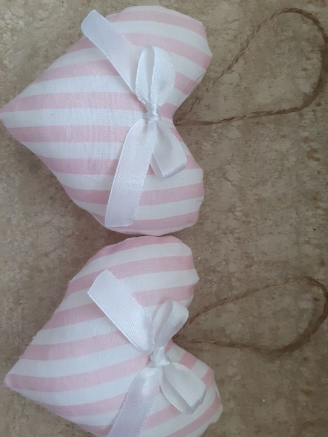 Decorazioni shabby chic 2 cuori rosa