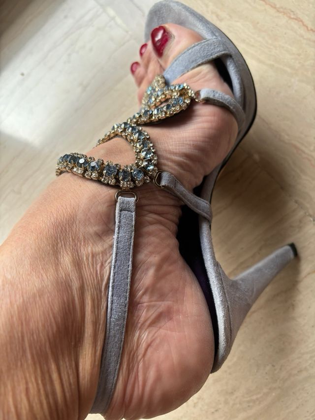 Sandali gioiello camoscio azzurro