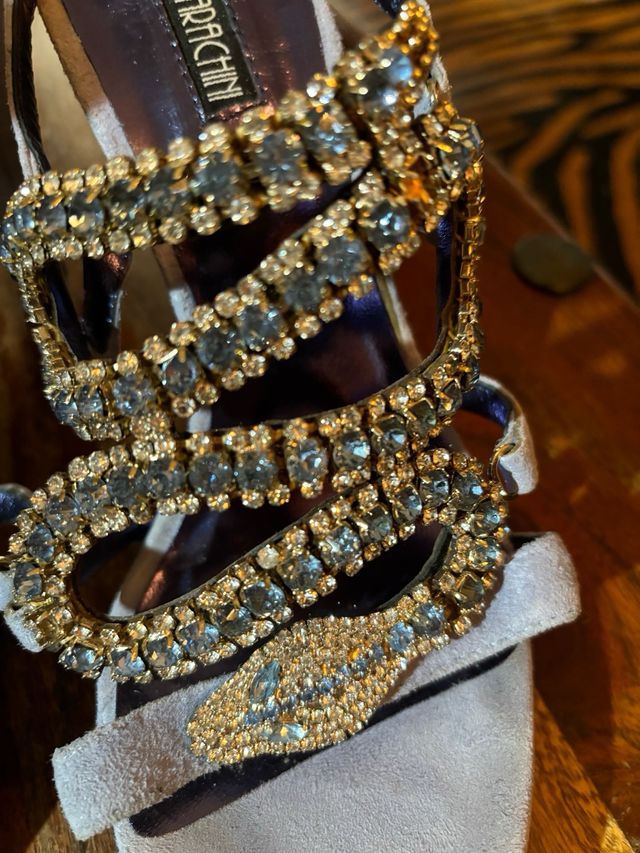 Sandali gioiello camoscio azzurro