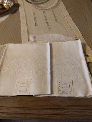 Asciugamani di lino con angeli. Vintage
