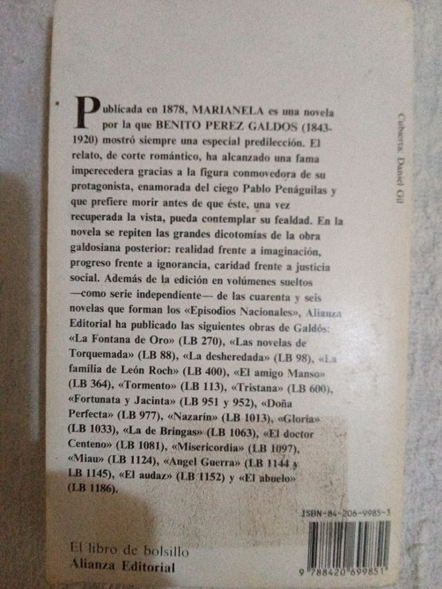 Libro Marianela - Benito Pérez Galdós.