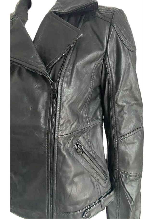 Cazadora biker piel real