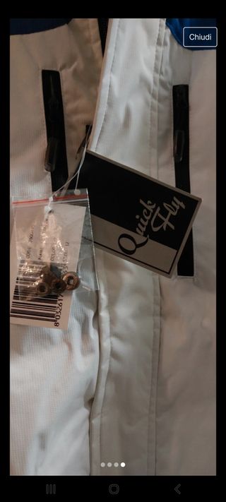 Giacca sci bianca e blu con cappuccio