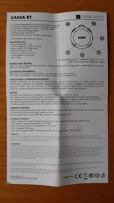 Cassa Bluetooth Impermeabile