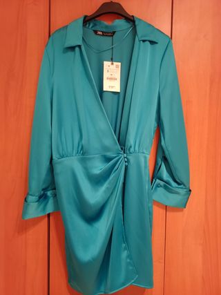 Vestido corto azul zara