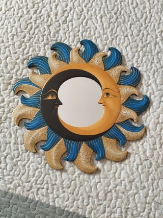 Espejo madera luna y sol