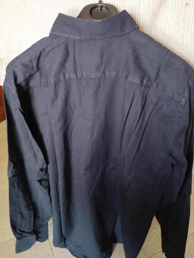 CAMICIA NERA CON COLLETTO VIOLA taglia L