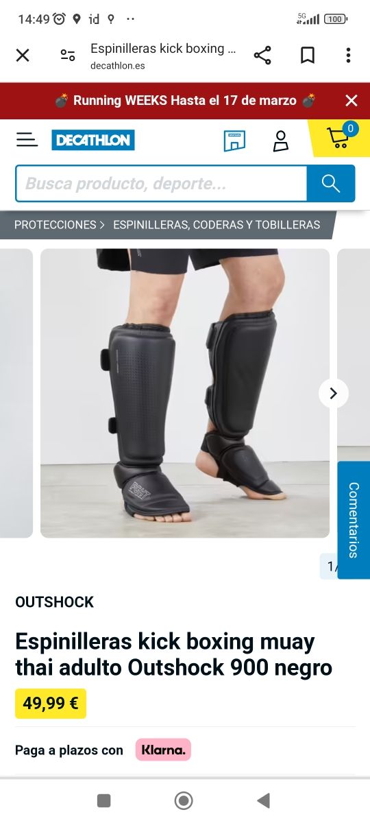 Espinilleras Muay Thai/ Kickboxing/ MMA talla L