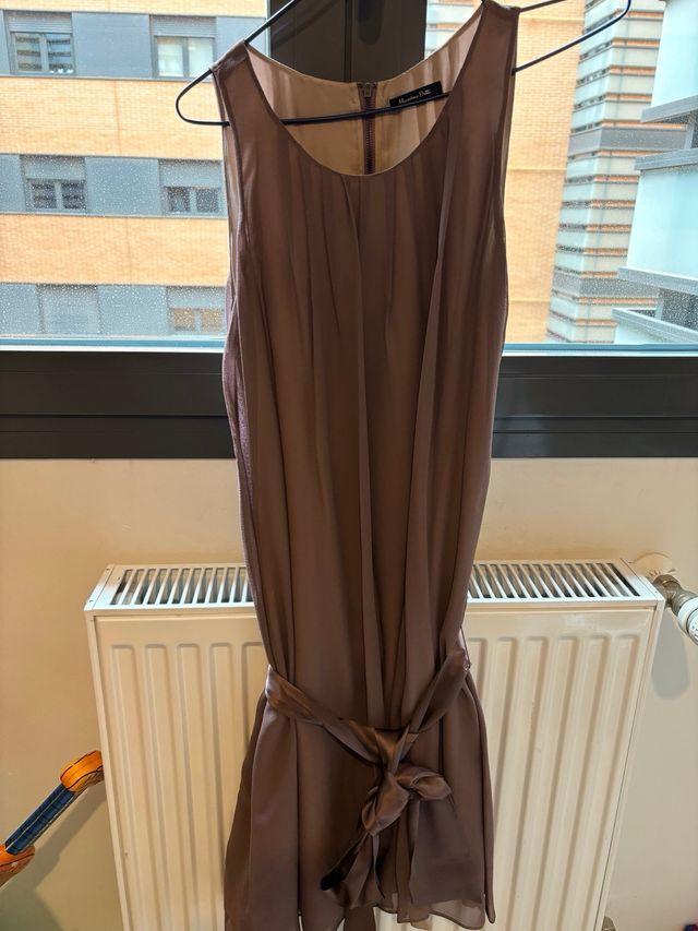 Vestido lazo cintura, sin mangas