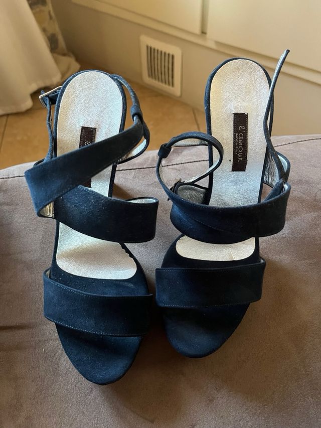 sandalo camoscio blu allacciato marca L’Amour 