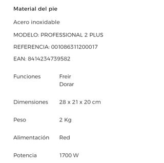 Freidora Taurus Professional 2 plus